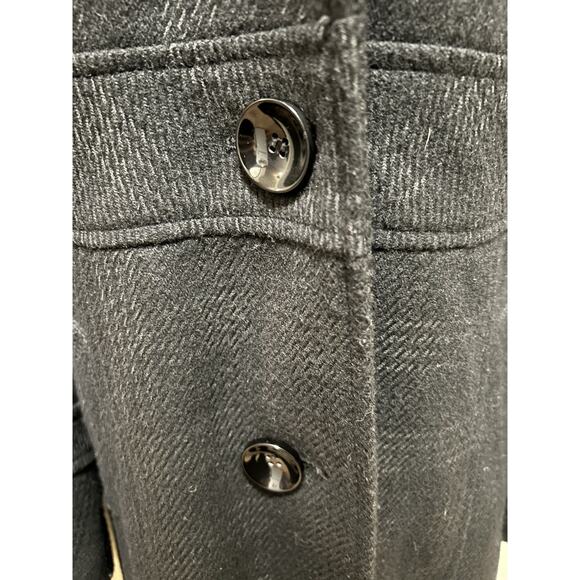 Esprit Collection Women’s Winter Long Hooded Coat Wool Blend Charcoal Plaid-Med - Picture 2 of 7